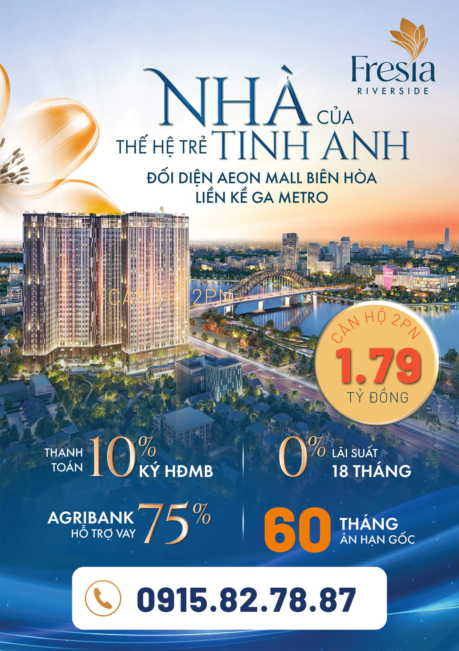CĂN HỘ FRESIA RIVERSIDE CẬP NHẬT BẢNG GIÁ MỚI THÁNG 8